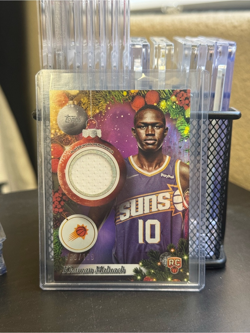 2025-26 Topps Holiday Basketball #PR-KM Khaman Maluach Relic RC Phoenix Suns